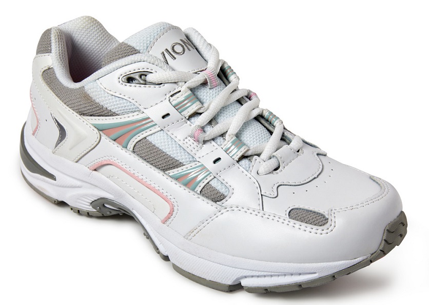 White and pink walking shoes