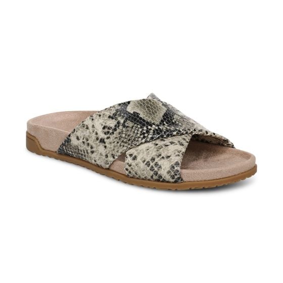 Cream Snake Print Leather