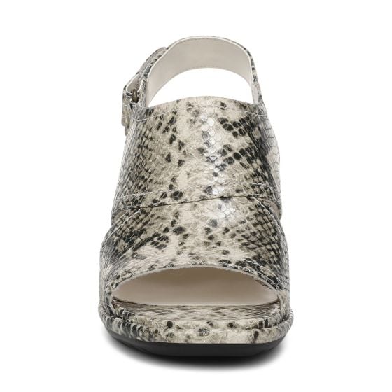 Cream Snake Print Leather
