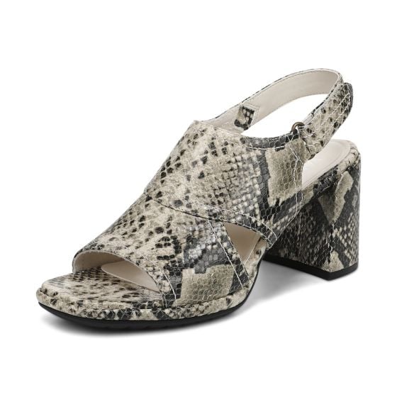 Cream Snake Print Leather