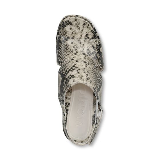 Cream Snake Print Leather