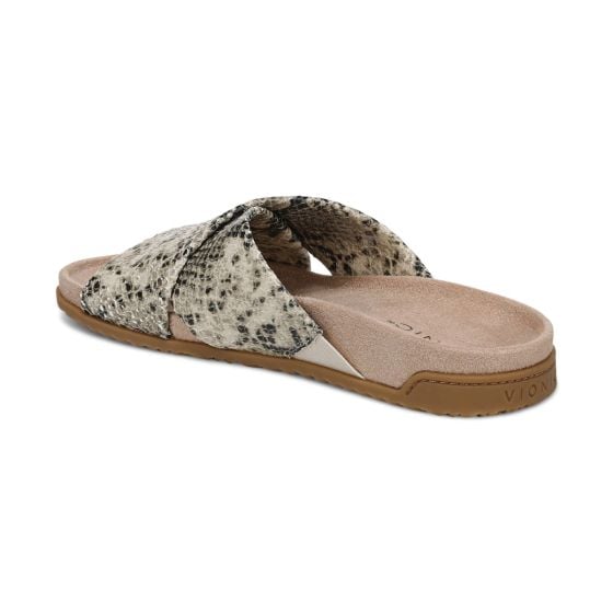Cream Snake Print Leather