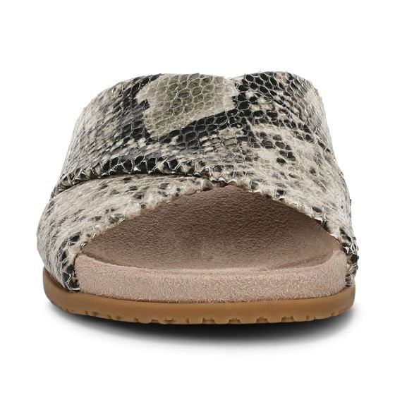 Cream Snake Print Leather