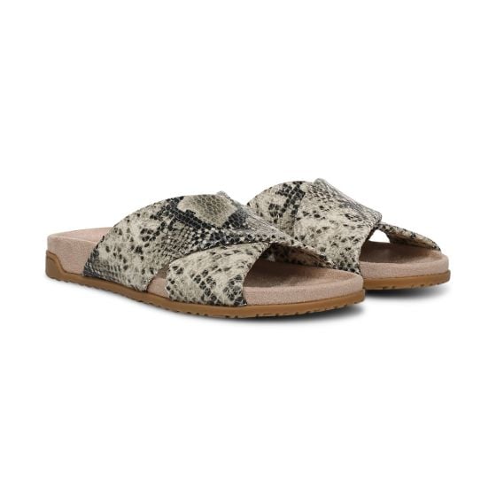 Cream Snake Print Leather