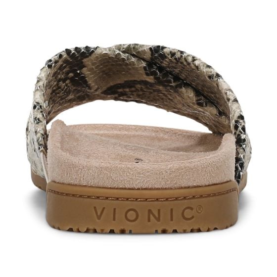 Cream Snake Print Leather