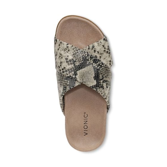 Cream Snake Print Leather