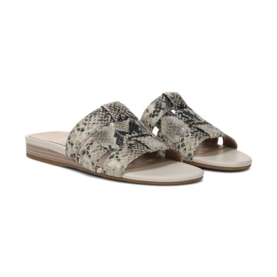 Cream Snake Print Leather