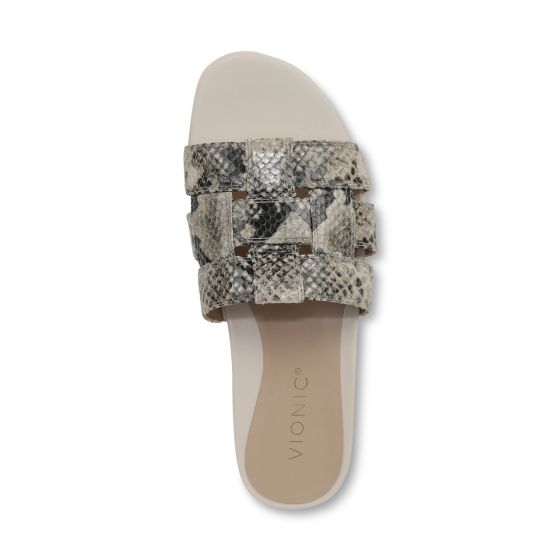 Cream Snake Print Leather