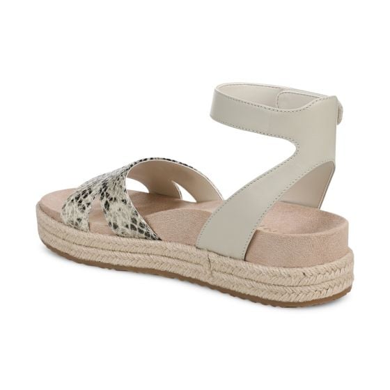 Cream Snake Print Leather