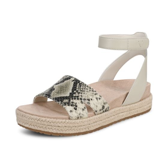 Cream Snake Print Leather