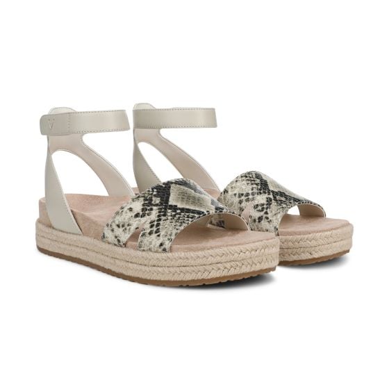 Cream Snake Print Leather