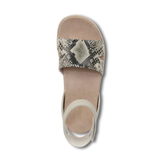 Cream Snake Print Leather