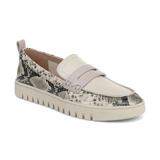 Cream Snake Print Leather