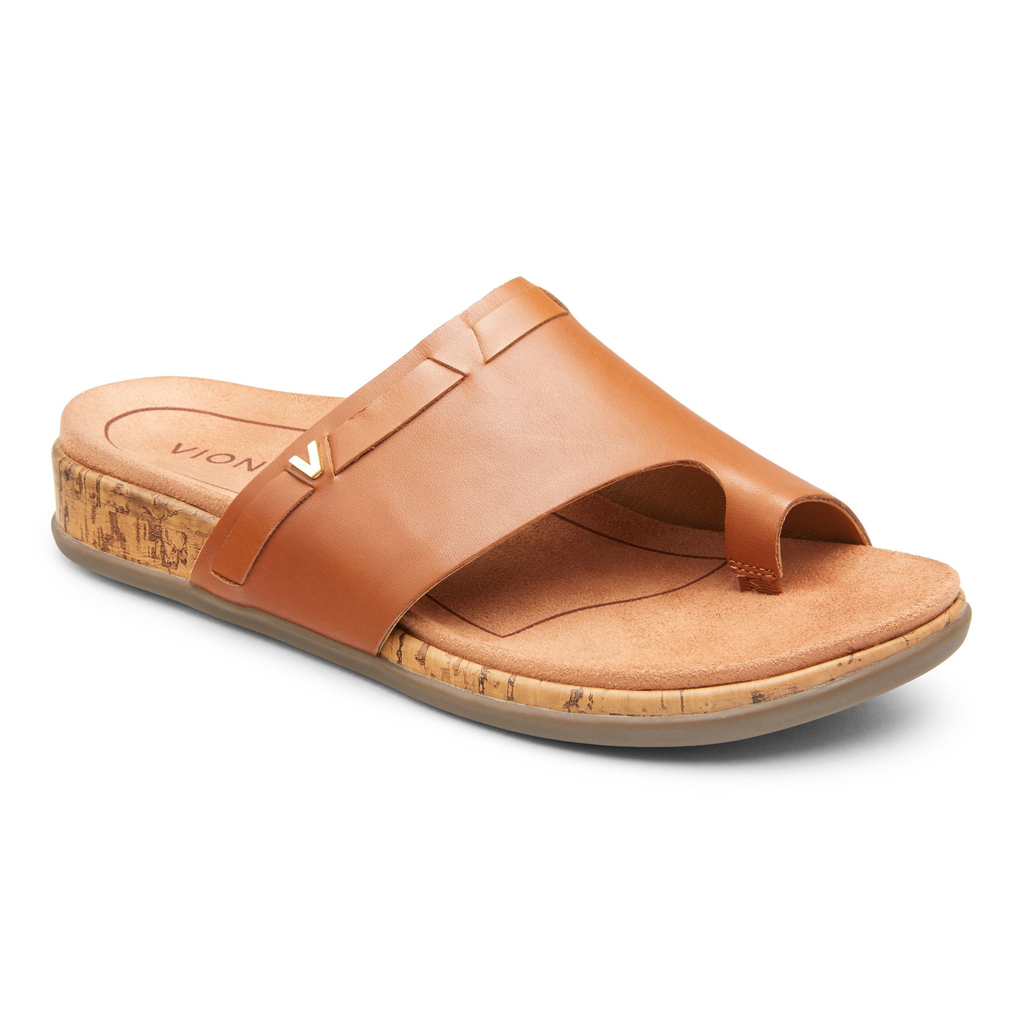 Vionic Leather Toe-Loop Sandals Cindy Tan