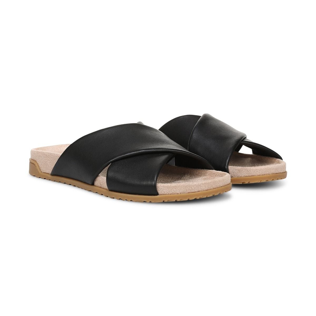 как выглядит VIONIC Etna Slide Sandal - Black Leather NEW фото