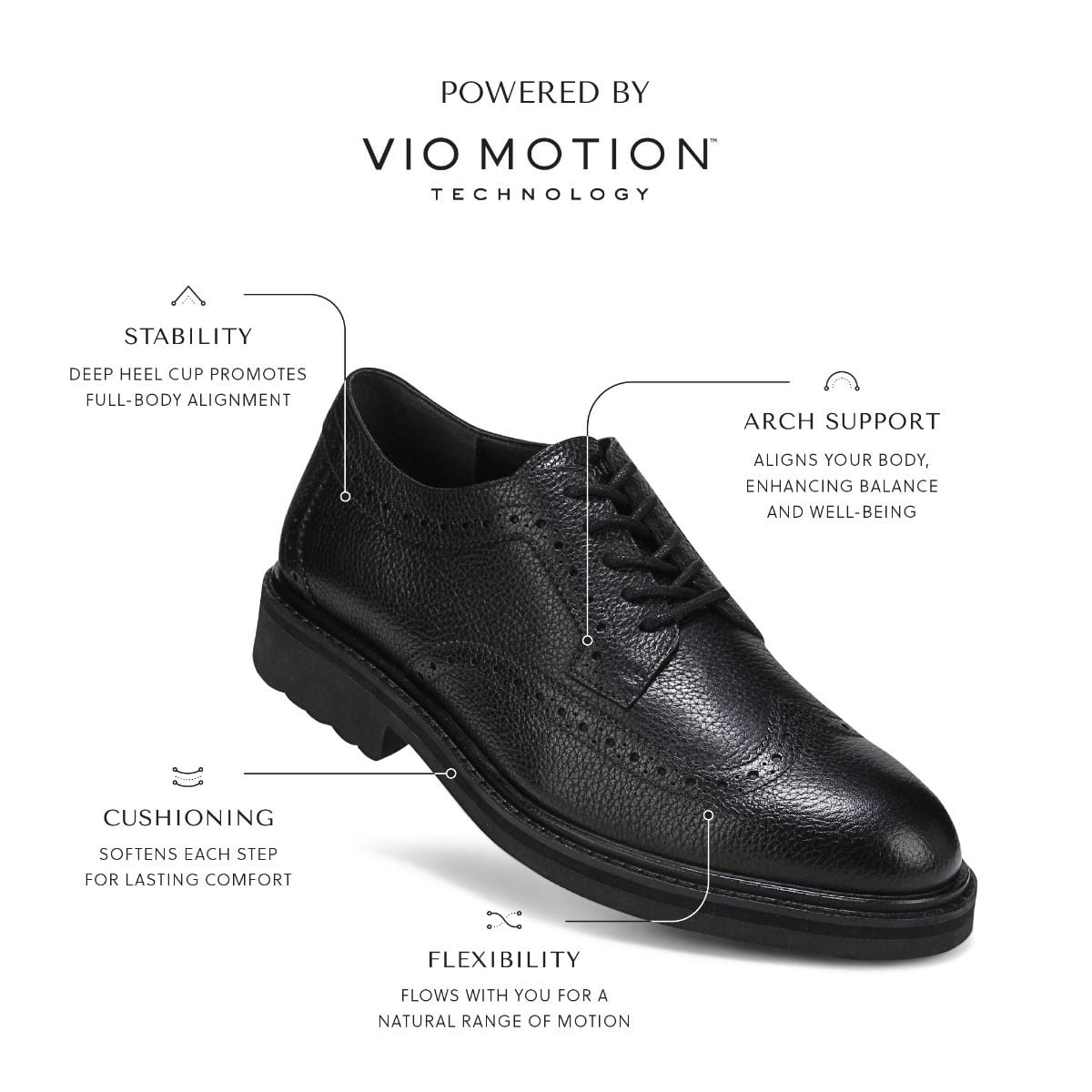Vionic Dress Wingtips Mens Size 13 M Black Leather Oxfords Arch Support Comfort Men main image 3