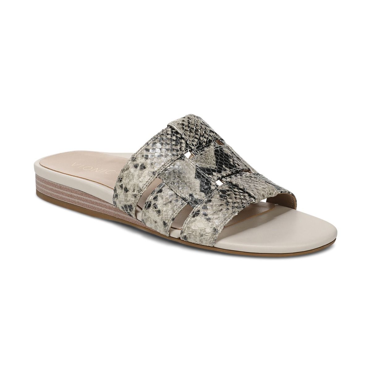 Cream Snake Print Leather