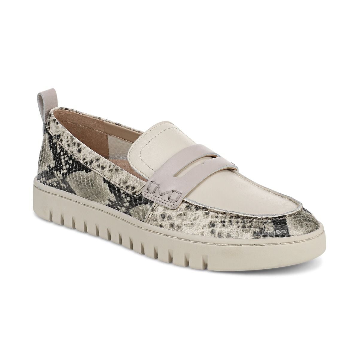 Cream Snake Print Leather