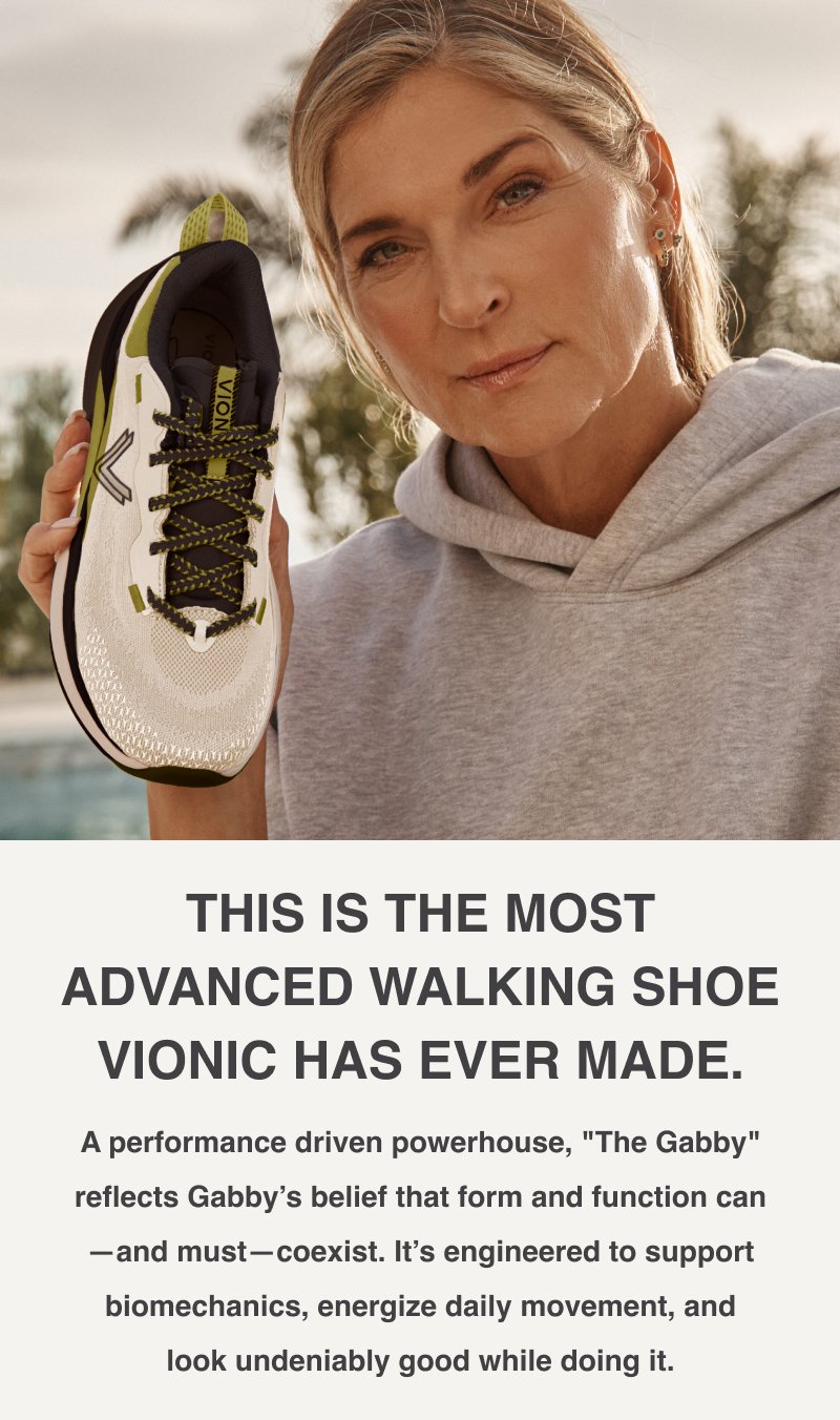 Gabby Reece holding The Gabby Sneaker