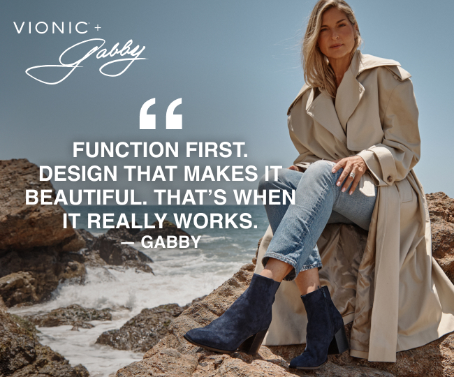 Gabby Reece on beach in Vynn bootie